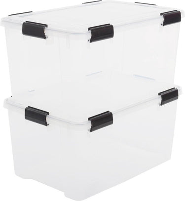 Iris airtight opbergbox - 50l - kunststof - transparant zwart - set van 2