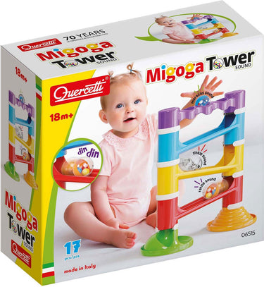 Quercetti migoga knikkerbaan toren met geluid, 17dlg.