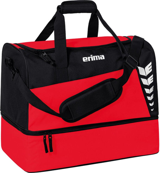 Erima six wings (medium) sporttas met bodemvak - zwart rood | maat: m