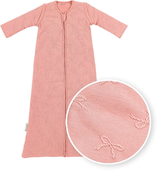 Meyco baby studio collection bow baby slaapzak met afritsbare mouwen - rose - 110cm - 2.5 tog