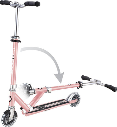 Globber kinderstep - flow - roze chrome - lichtgevende wielen - vouwbaar - vanaf 5 jaar