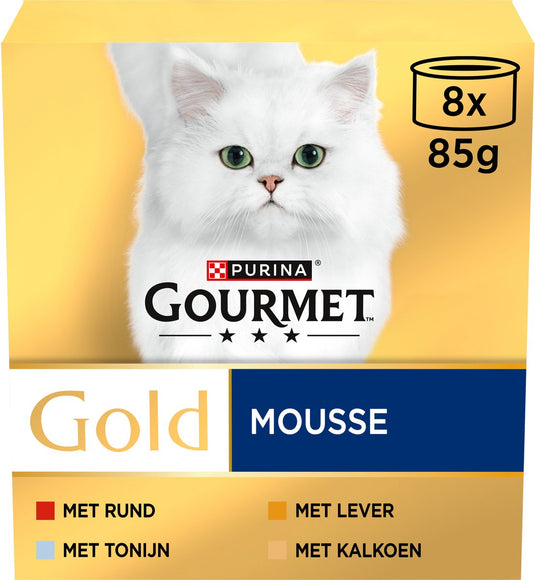 Gourmet gold mousse - kattenvoer natvoer - tonijn lever kalkoen rund - 48 x 85 g