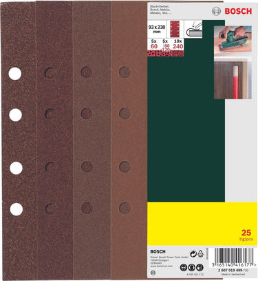Bosch 25-delige schuurbladenset voor vlakschuurmachine - 93 x 230 mm - korrel 80
