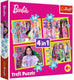 Trefl barbie mattel 4-in-1 puzzel - 207 stukjes - vanaf 4 jaar