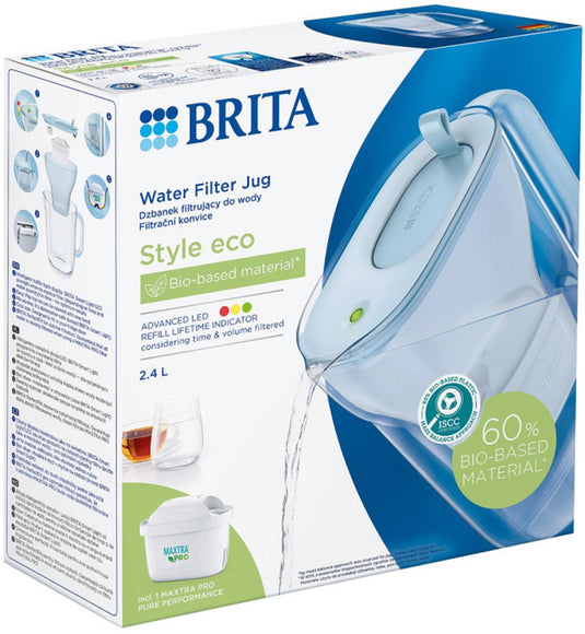 Brita waterfilterkan style eco - 2,4l - blauw - incl. 1 maxtra pro pure performance waterfilter