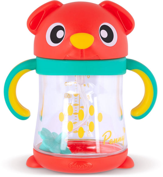 Playgro penny rietjesbeker met verzwaard rietje - antilek - bpa-vrij - vanaf 6 maanden - 240 ml - magnetronbestendig