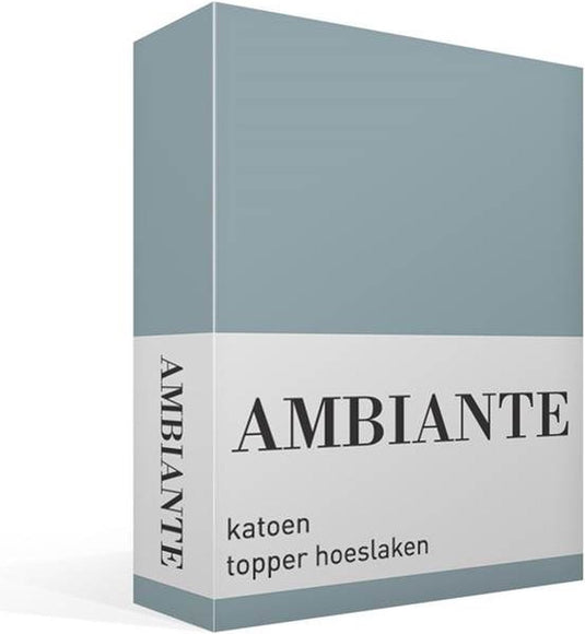 Ambiante cotton uni topper hoeslaken - eenpersoons - blue