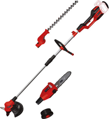 Einhell accu tuin-multitool ge-lm 36 4in1 li bl solo - power x-change - 36 v li-ion - koolborstelloze motor - 4-functies: kettingzaag heggenschaar trimmer met mes en trimmer met draad - excl. accu en lader