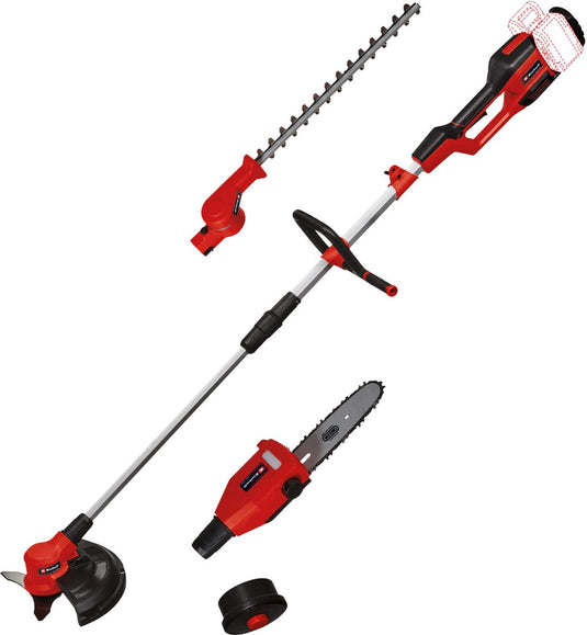 Einhell accu tuin-multitool ge-lm 36 4in1 li bl solo - power x-change - 36 v li-ion - koolborstelloze motor - 4-functies: kettingzaag heggenschaar trimmer met mes en trimmer met draad - excl. accu en lader