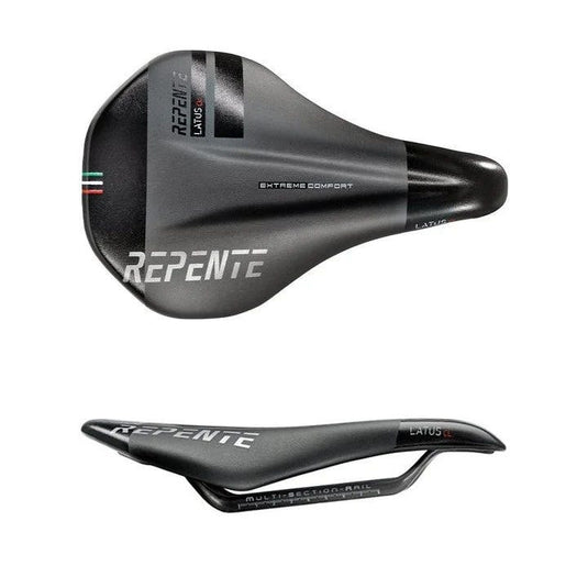 Repente zadel latus cl full carbon zwart zilver logo