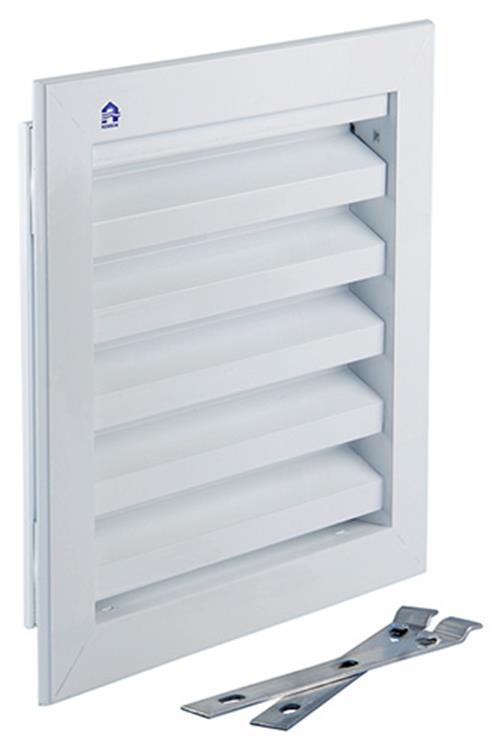 Afbeelding laden in galerijviewer, Renson 1006224 - muurrooster inbouw 411 alu ral 9010 200x200mm | 1 stuks
