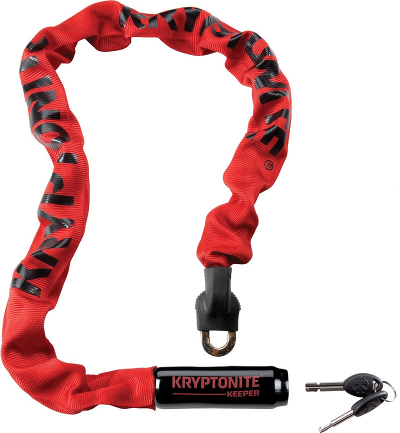 Load image into Gallery viewer, Kryptonite keeper 785-ketting met geïntegreerd slot – kettingslot fiets – fietsslot met ketting voor elektrische fiets – 85 cm – staal – rood
