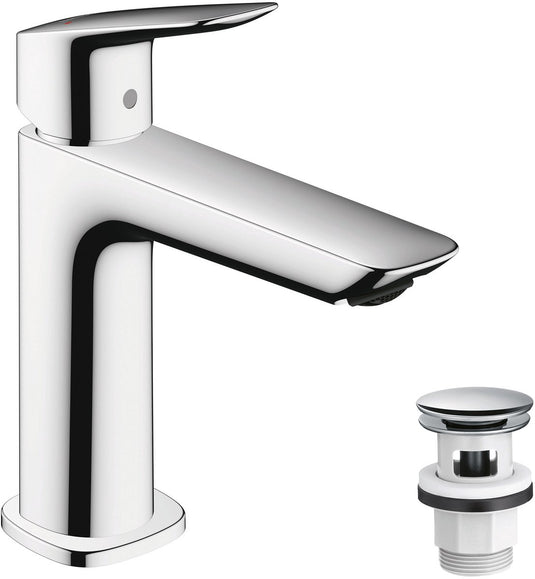 Hansgrohe logis fine - wastafelmengkraan - ééngreeps bediening - met afvoerplug - 100mm - chroom