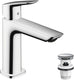 Hansgrohe logis fine - wastafelmengkraan - ééngreeps bediening - met afvoerplug - 100mm - chroom