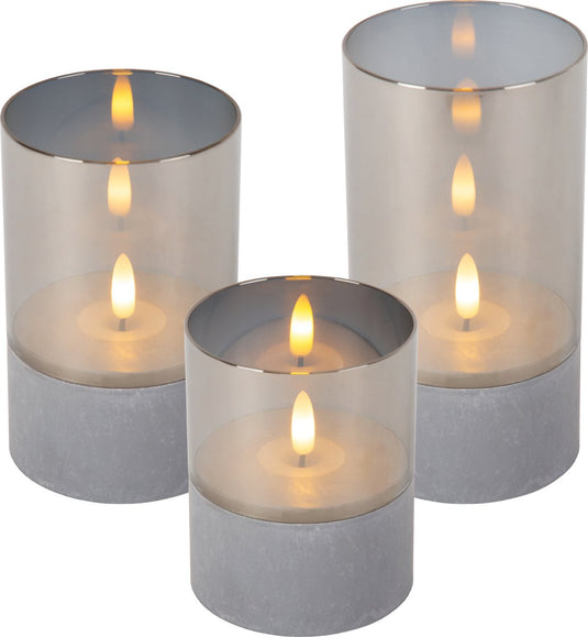Lucide velas - tafellamp - batterijen - ø 8 cm - led - 3x0,2w 2700k - fumé - set van 3