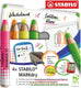 Stabilo markdry neon set van 4 whiteboard potloden, puntenslijper en reinigingsdoekje