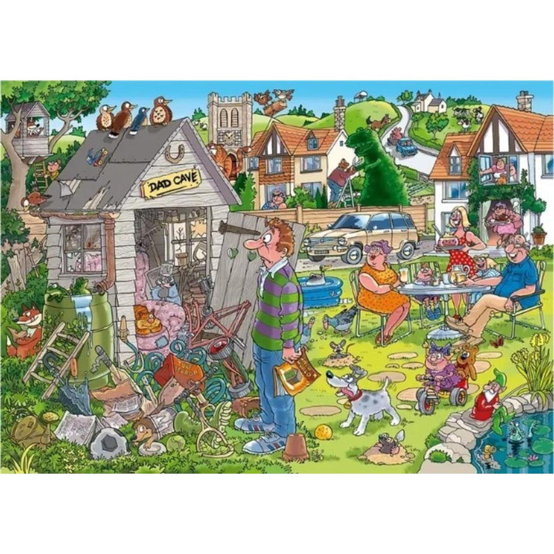 Load image into Gallery viewer, Jumbo wasgij destiny 28 legpuzzel - de mancave van pa, 1000st.
