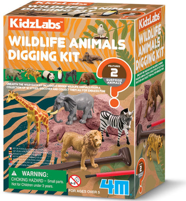 4m opgraafkit - wilde dieren - wetenschap en spel - 2 dieren-12 variëteiten - kidzlabs - 5+