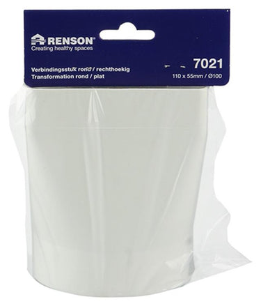 Renson 1006410 - pvc verbindingsstuk rond rechth. 7021 wit ø 100 | 2 stuks