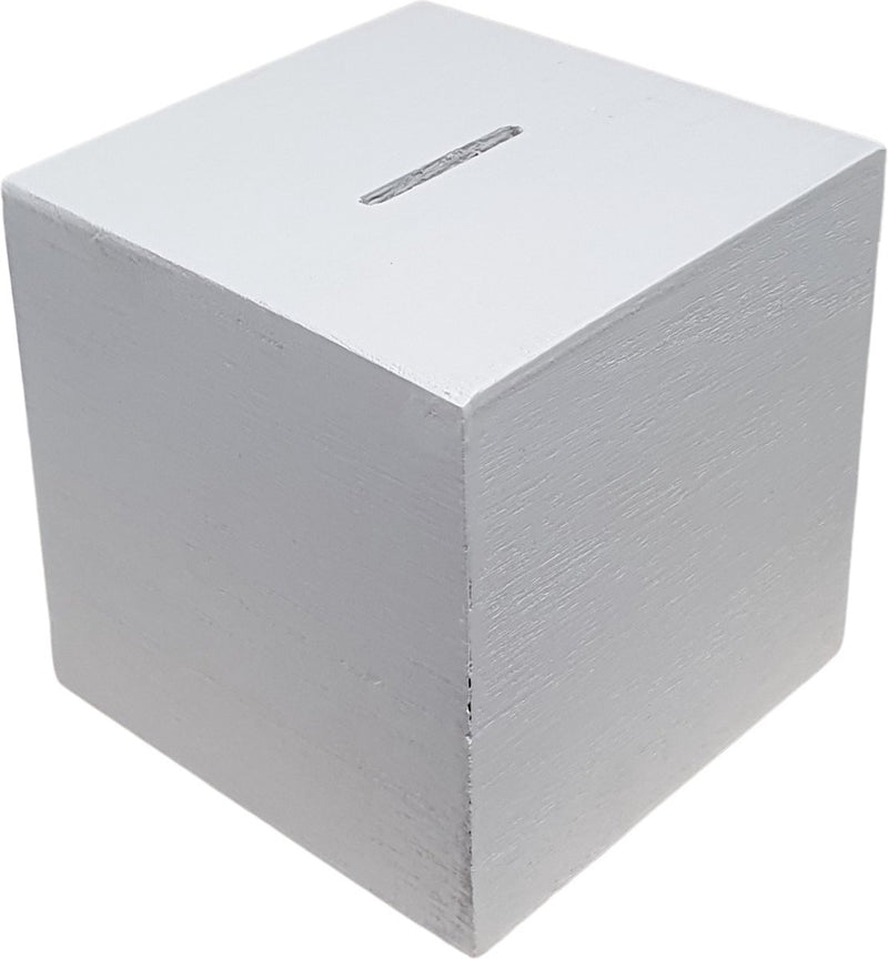 Load image into Gallery viewer, Creativ company houten spaarpot vierkant - wit - l 8,7 cm x b 8,5 cm x h 8,6 cm
