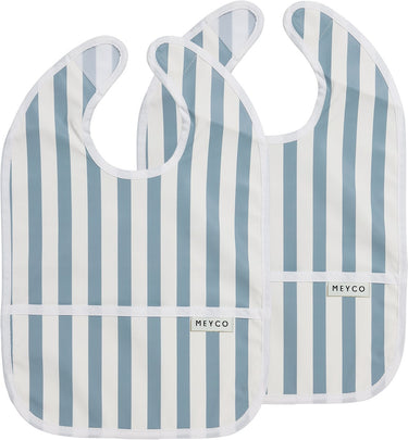 Meyco baby fat stripe slab met opvangbakje - 2-pack - jeans blue