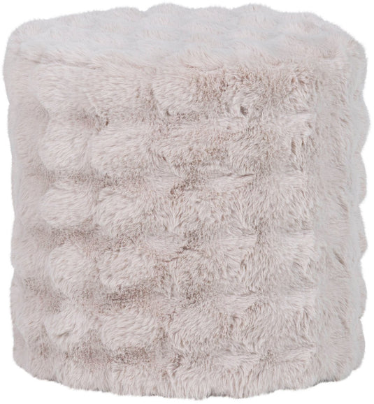 Woood olven poef hoog - fluffy stof - naturel - 46x46x46