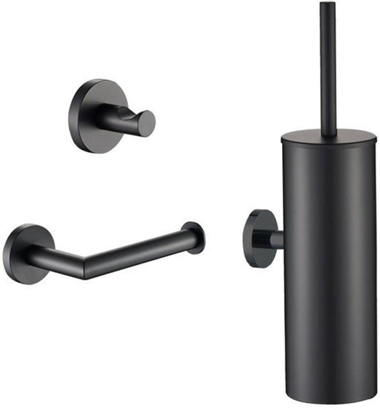 Plieger vigo toiletset accessoires – wc borstel – wc rolhouder – handdoekhaakje - 10 jaar garantie – mat zwart