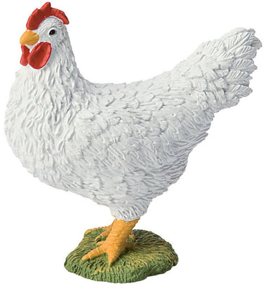 Bullyland 62314 – speelfiguur en verzamelfiguur witte kip – ca. 5,5 cm – levensecht en detailrijk vormgegeven – ideaal als educatief speelfiguur, taartdecoratie of klein cadeautje voor kinderen vanaf 3 jaar.