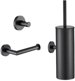 Plieger vigo toiletset accessoires – wc borstel – wc rolhouder – handdoekhaakje - 10 jaar garantie – mat zwart