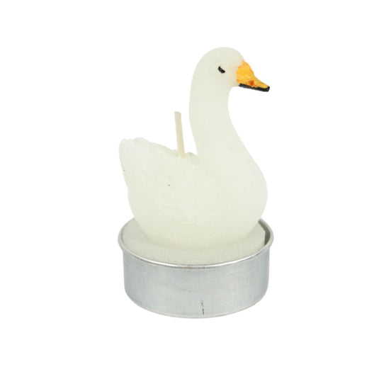 Theelicht zwaan wit 6,5cm set van 3