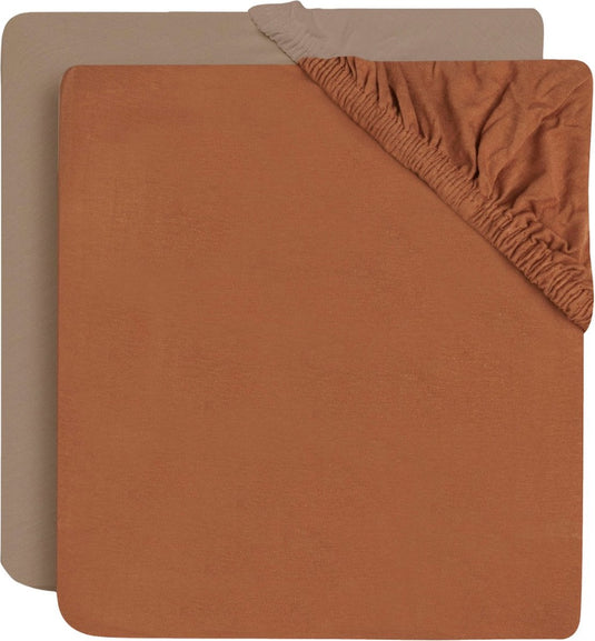 Jollein - baby hoeslaken jersey (caramel biscuit) - katoen - hoeslaken wieg - 2 stuks - 60x120cm