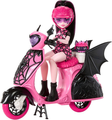Mattel monster high draculaura-pop en haar scooter roze