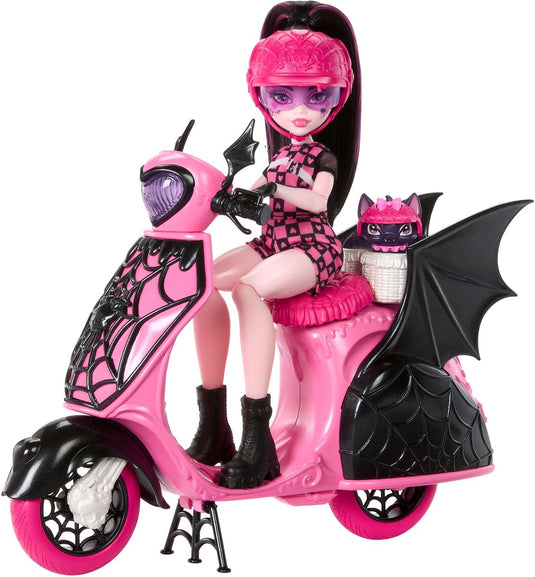 Mattel monster high draculaura-pop en haar scooter roze
