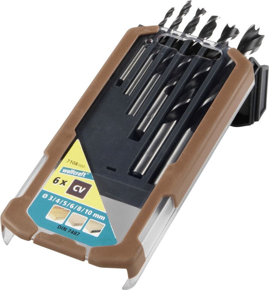 Wolfcraft - borenset 6 delig - houtborenset - houtboren 3 - 4 - 5 - 6 - 8 en 10 mm - houtboor - 7108000