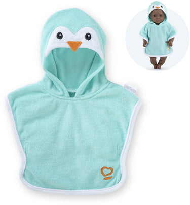 Corolle badcape pinguin voor babypop 30cm - poppenaccessoire.