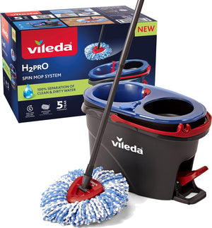 Vileda h2pro spin dweilsysteem - complete mopset met emmer en pedaalpers - 2 gescheiden waterreservoirs - altijd schoon water
