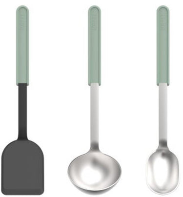 Mepal kookset 3-delig (spatel + roerlepel + opscheplepel) chef it - kookgerei met antiaanbaklaag - hittebestendig - vaatwasmachinebestendig - keukengerei - nordic sage