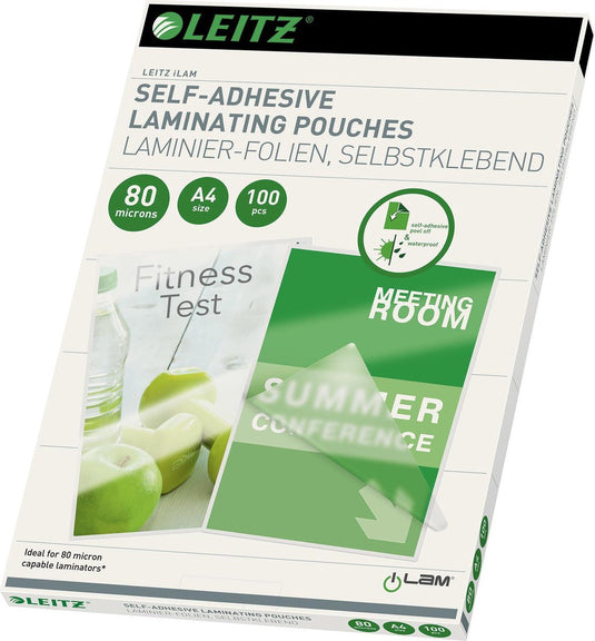 Leitz - lamineerhoezen - a4 - zelfklevend - 80 micron - 100 stuks