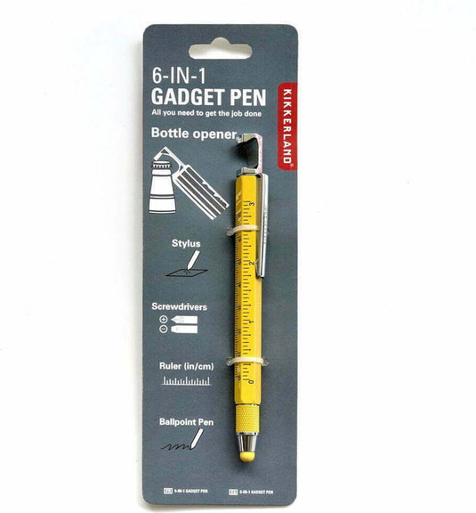 Kikkerland 7-in-1 gadget pen - bevat 7 functionaliteiten - handig voor onderweg