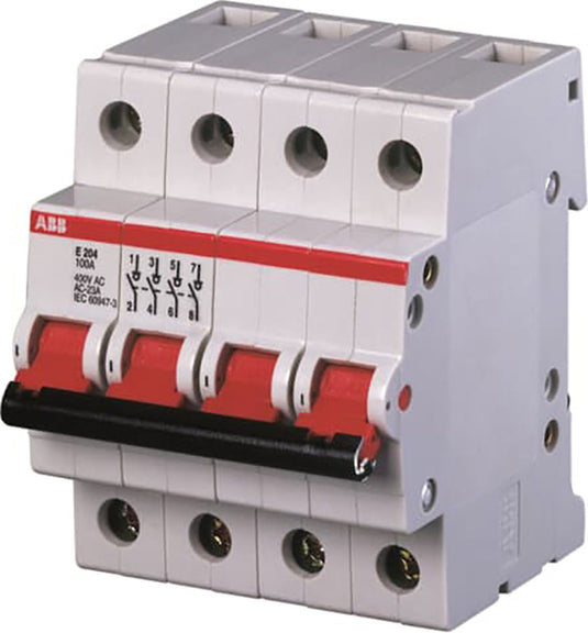 Busch-jaeger inbouwschakelaar modulair system pro m compact aan-uit schakelaar rood 4 polig, 100a e204 100r 2cde284001r0100