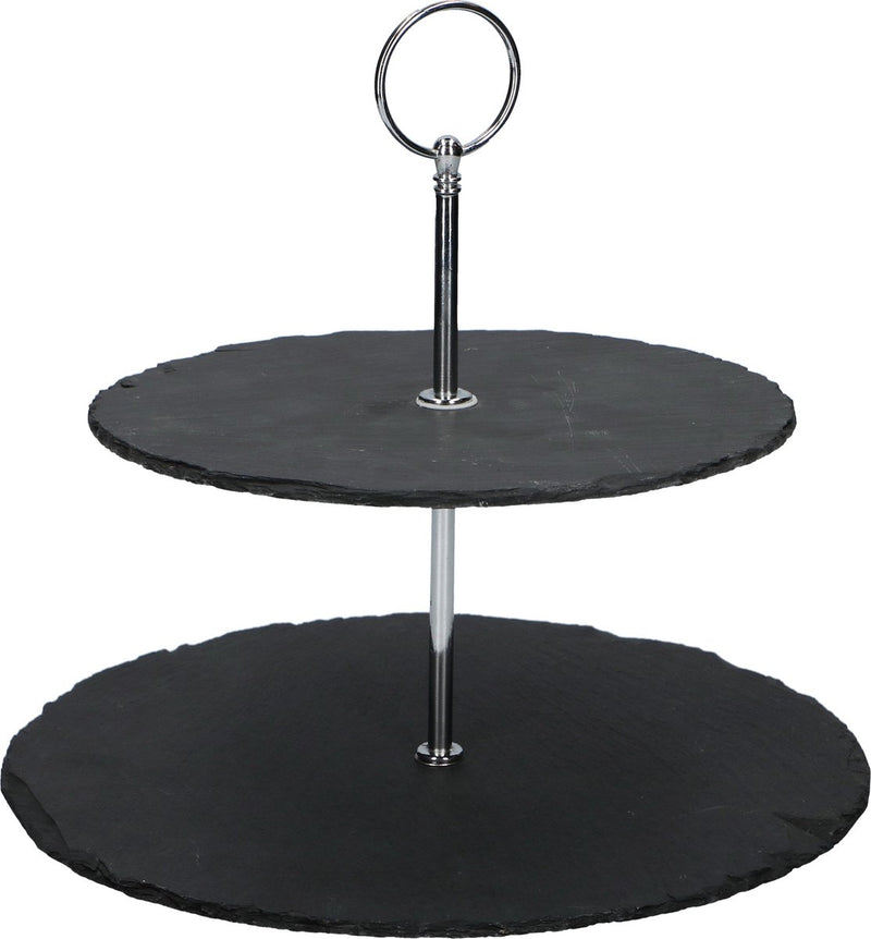 Load image into Gallery viewer, Alpina leistenen etagère - 2 laags - ø 20 en 25cm - presenteerschaal
