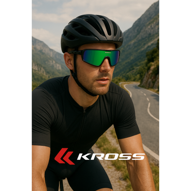 Kross fietsbril flash uv400 gepolariseerde lenzen - zwart frame