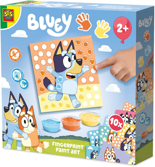 Ses creative bluey - vingerverf - baby speelgoed - vegan glutenvrij - goed uitwasbaar - voor kinderen vanaf 1 jaar - 10 kaarten