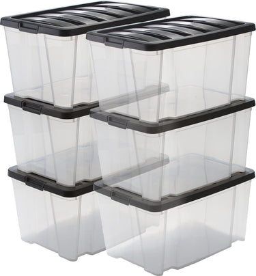 Iris handybox opbergbox - 45l - kunststof - transparant zwart - set van 6