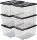 Iris handybox opbergbox - 45l - kunststof - transparant zwart - set van 6