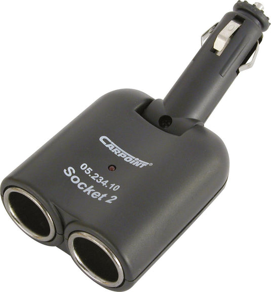 Carpoint 2-weg stekkerdoos 12 24v – sigarettenaansteker splitter – kantelbaar 90° – led indicatie – 5a – met zekering