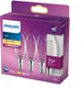 Philips led lamp - kaarslamp met e14 fitting - warmwit licht: 2700k - 25w - helder glas - 3-pack
