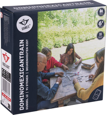 Engelhart domino mexican train in houten koffer