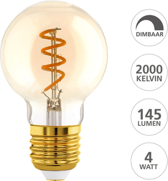 Eglo led lamp - e27 - ø 6 cm - g60 - amber - 2000k - dimbaar
