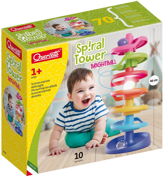 Quercetti spiraal ballentoren speelgoed met lichtgevende bal 10-delig.